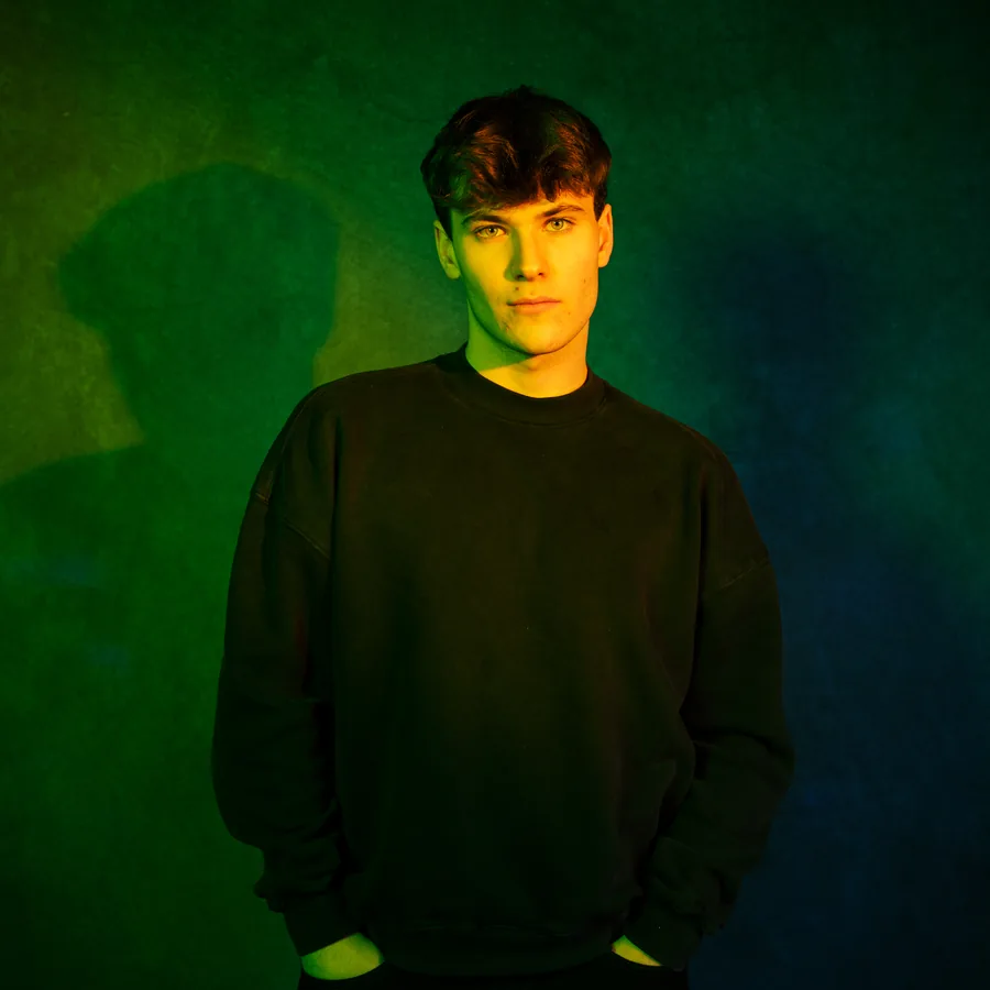 Album portrait lit in green